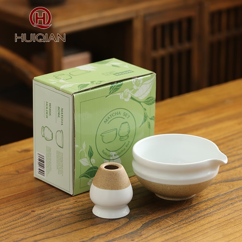 Huiqian Matcha whisk Set,Japanese Matcha Set,Matcha Bowl with Spout,Whisk Holder