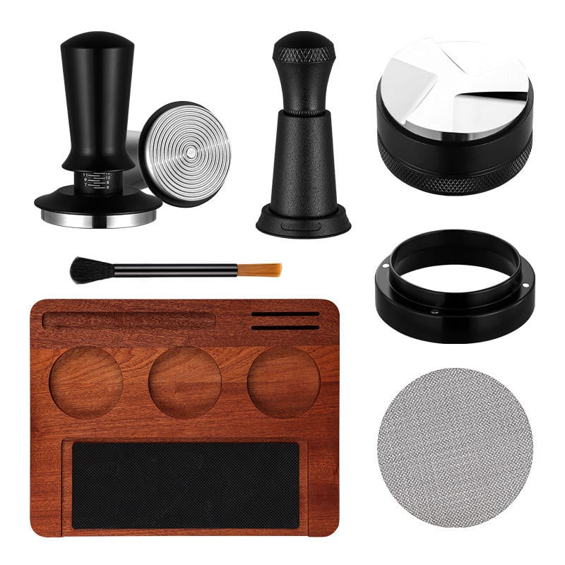 Sapele Wood Coffee Tool Storage Board Coffee Tool Set Complete Coffee Distributor Tamper Holder Base Espresso Accessory Set