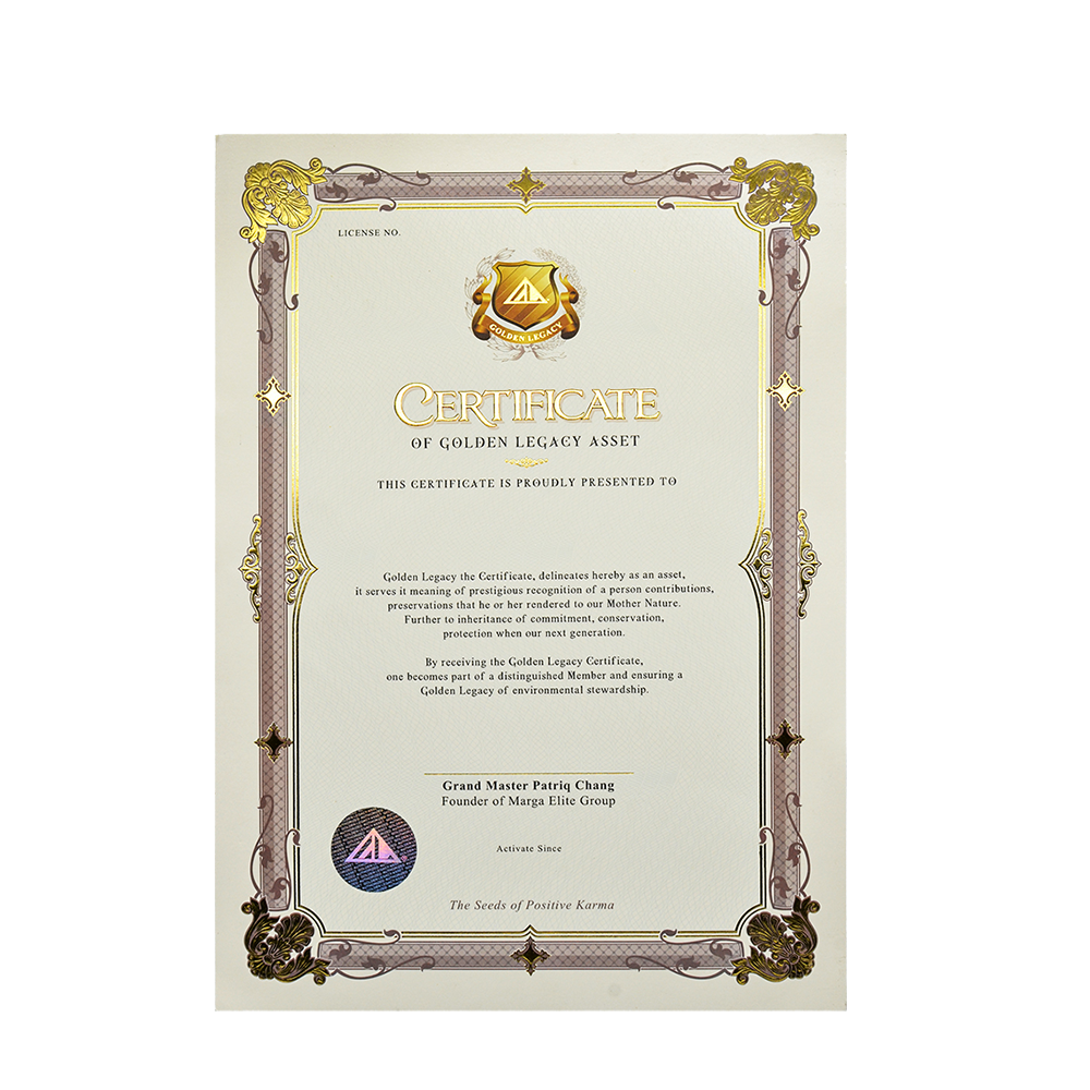  Anti-Counterfeit A3 Legacy Asset Certificate Paper for Institution