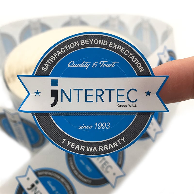 Security Warranty Label produced for Intertec Qatar