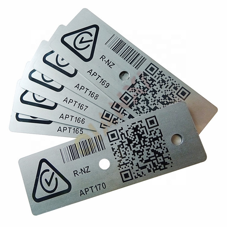 Stainless Steel Serial Number Plates QR Code Metal Barcode Tags Aluminium Asset Labels