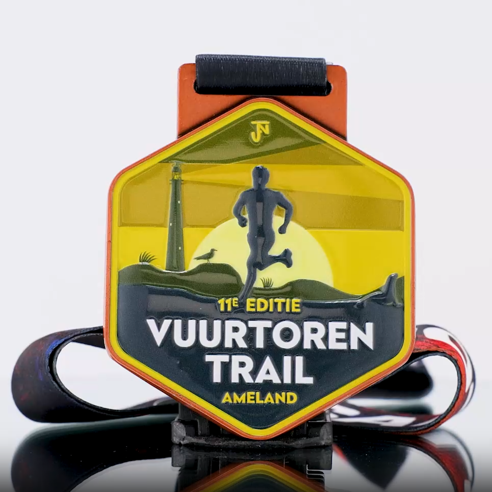 Ameland Island Lighthouse Trail Run Finisher Medal - Coastal & Lighthouse Themed Custom Race Award with Lanyard