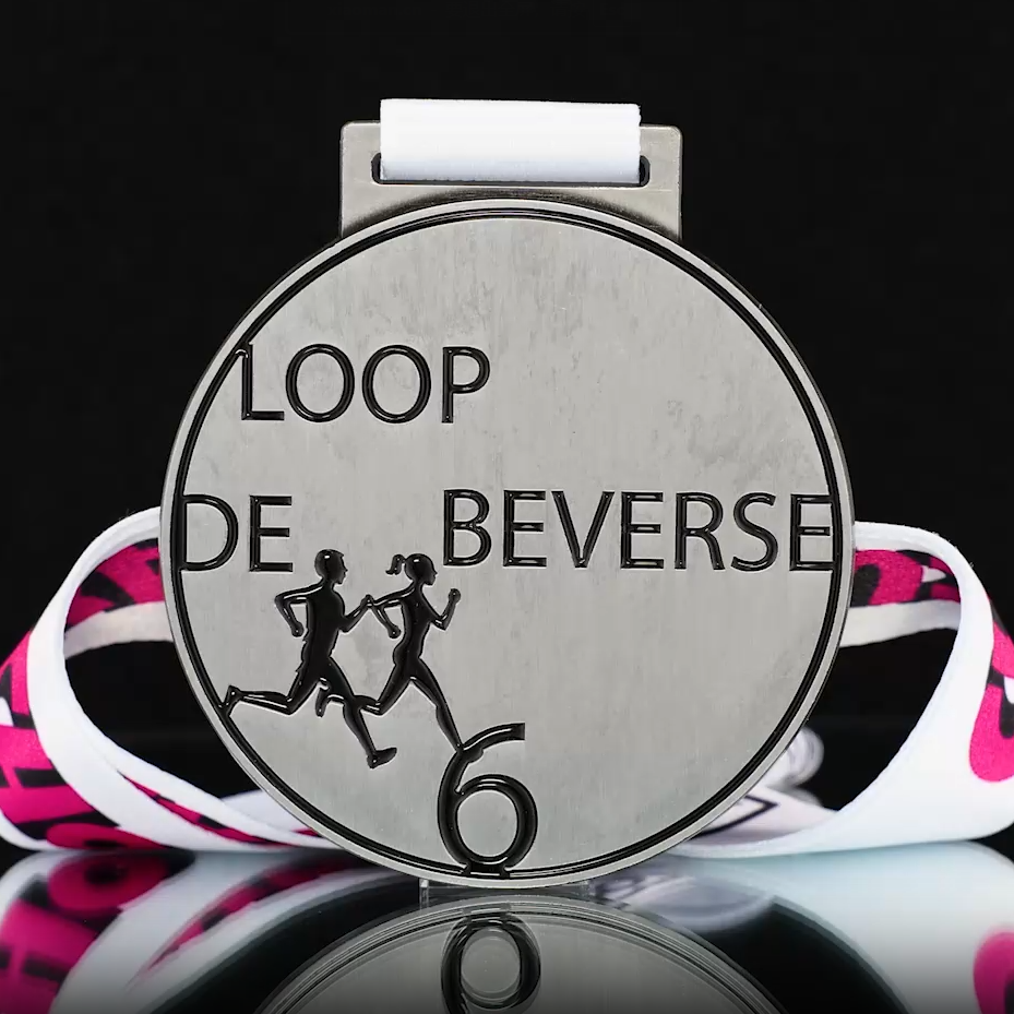 Loop de Beverse 6K Finisher Medal - Minimalist Runner Silhouette Themed Custom Race Award with Lanyard
