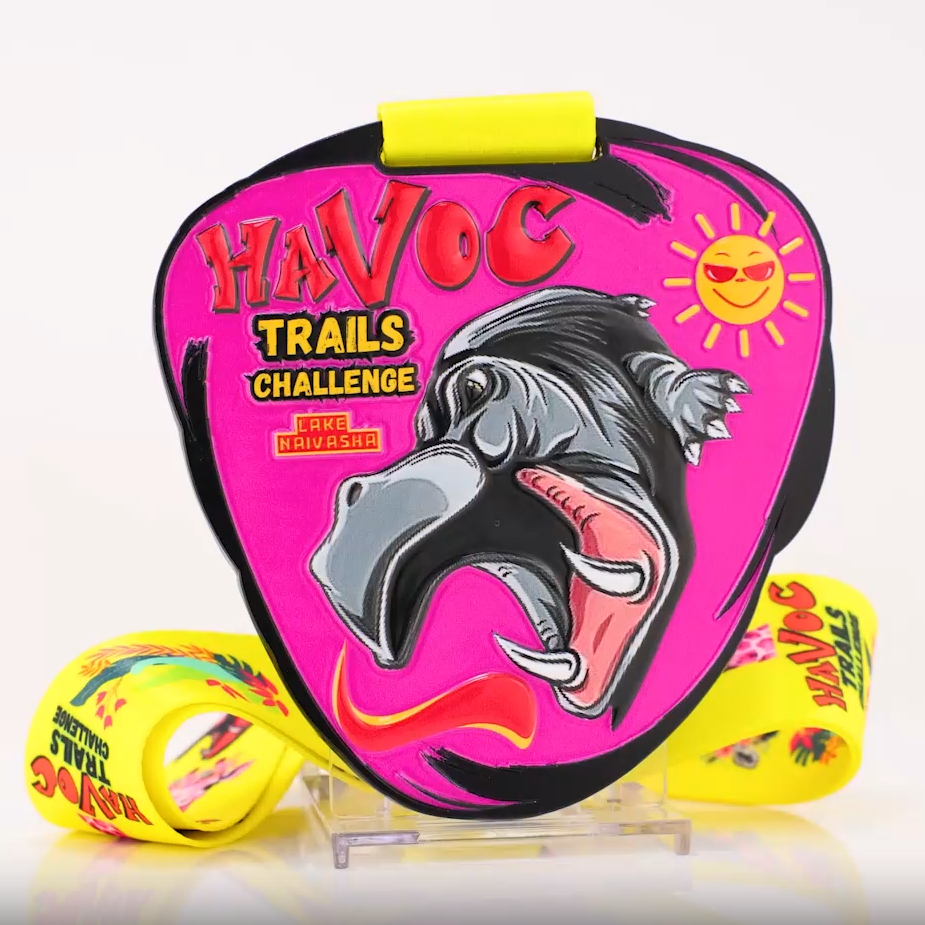Havoc Trails Challenge Lake Naivasha Finisher Medal - Hippo Themed African Trail Race Award with Lanyard