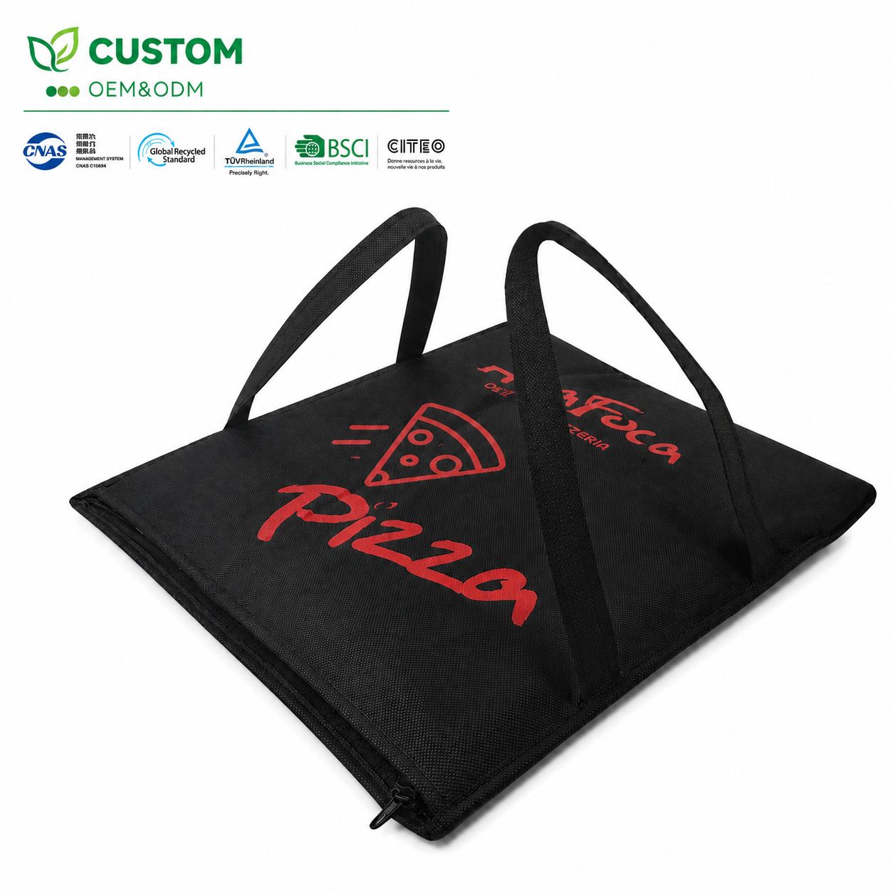 Custom Flat Pizza Delivery Bag – Insulated Clamshell Thermal Carrier