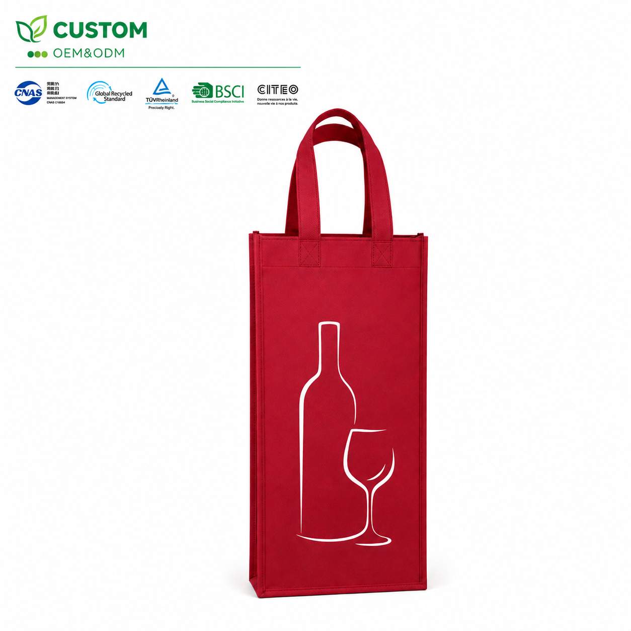 Custom Red Non-Woven Wine Tote Bag – Festive Multi-Compartment Liquor Carrier