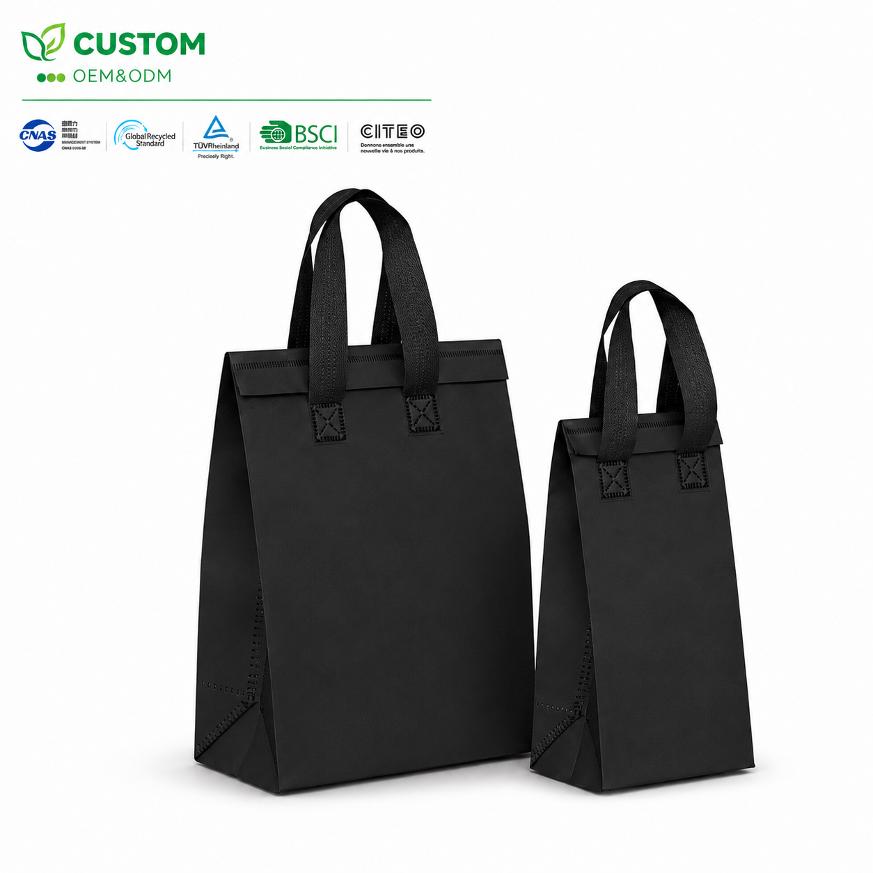 Classic Black 3D Non-Woven Tote – Minimalist Structured Carry Bag