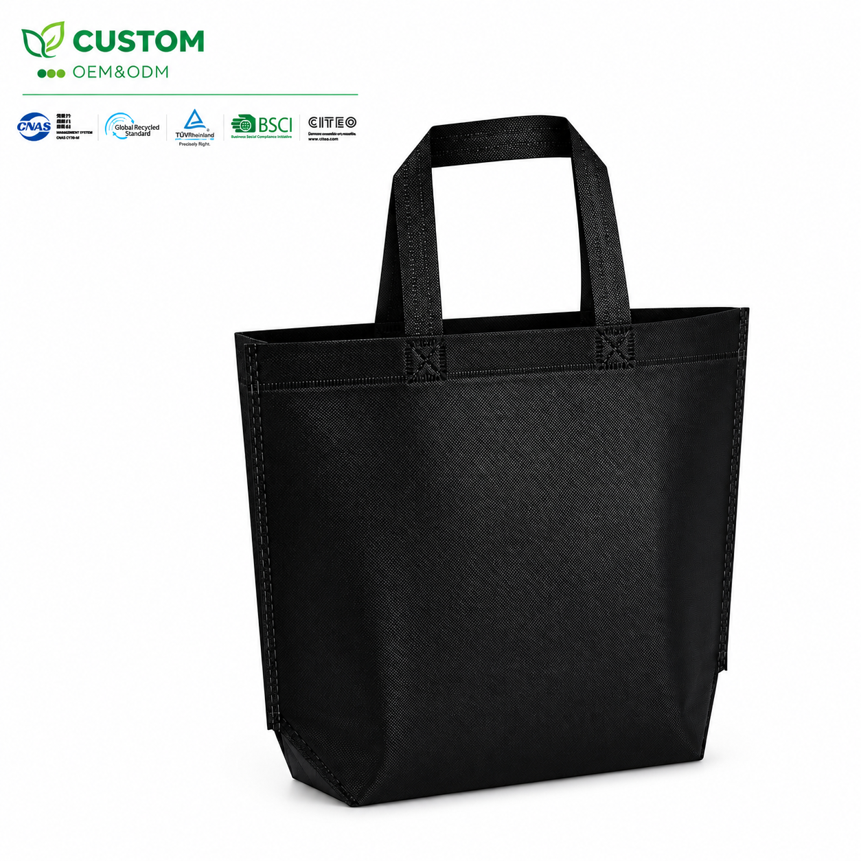 Custom Minimalist Black Non-Woven Tote Bag – Classic Retail & Event Carrier