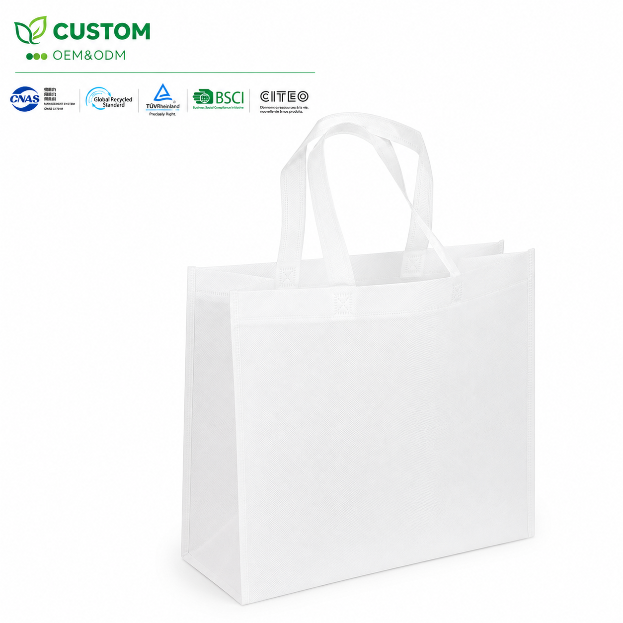 Custom Minimalist White Non-Woven Shopping Bag – Reusable Retail Tote