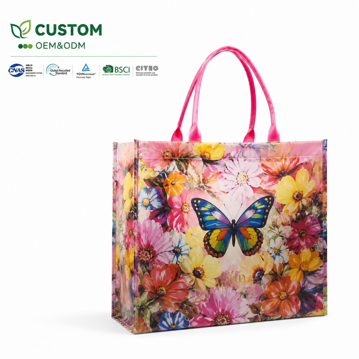 Custom Glossy Laminated PP Woven Shopping Bag with Webbing Handles