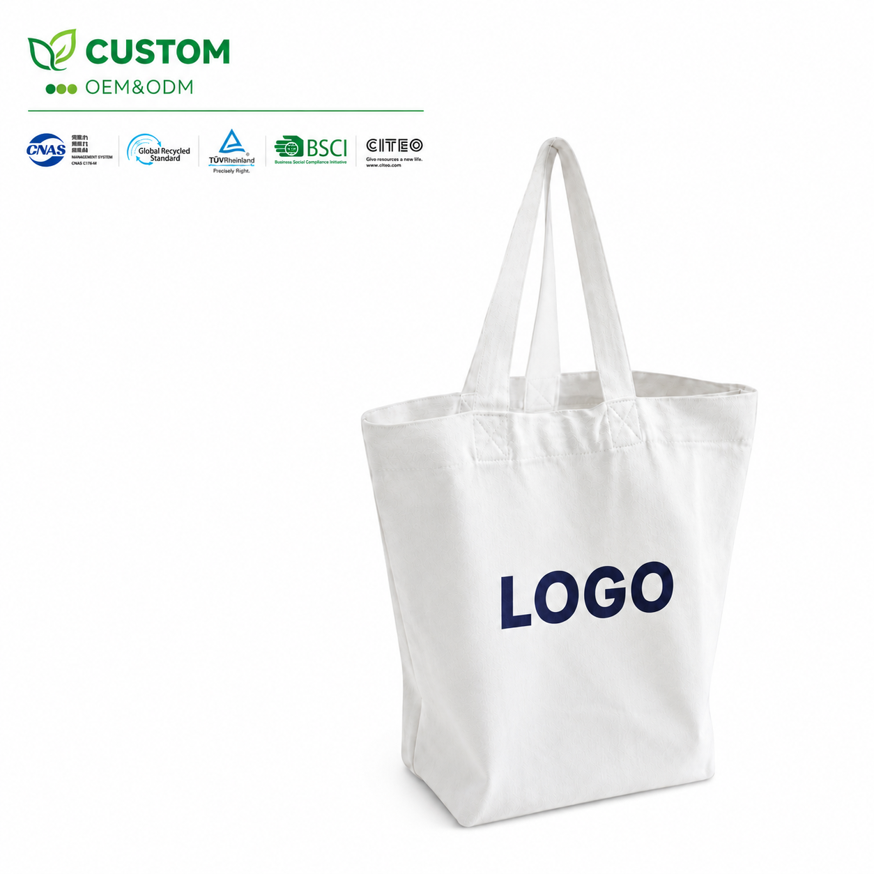 Custom Blank Cotton Canvas Retail Shopping Bag with Reinforced Straps