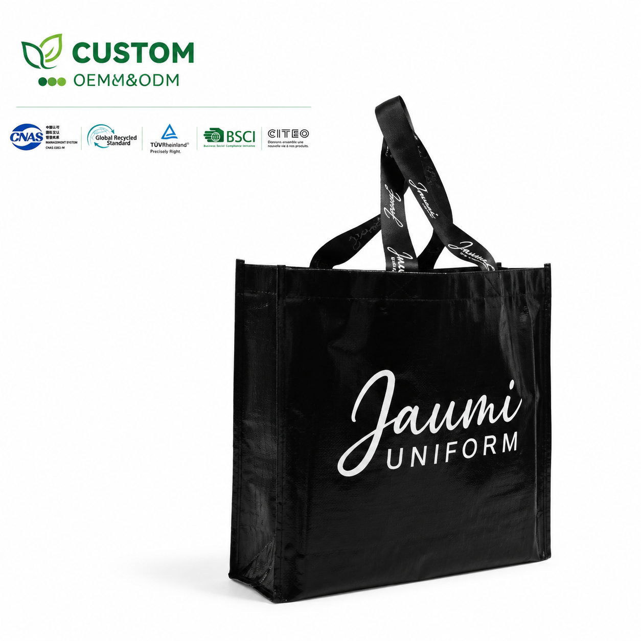 Custom Glossy Laminated PP Woven Shopping Bag with Webbing Handles