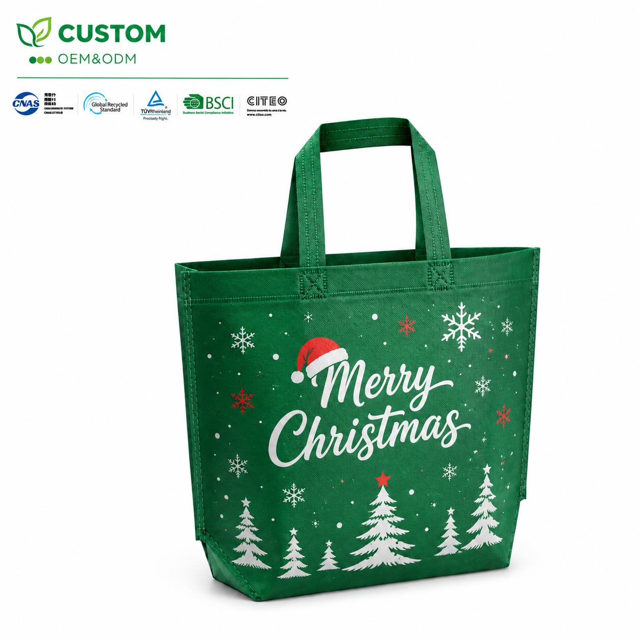 Custom Christmas Non-Woven Tote Bag – Festive Holiday Retail Carrier