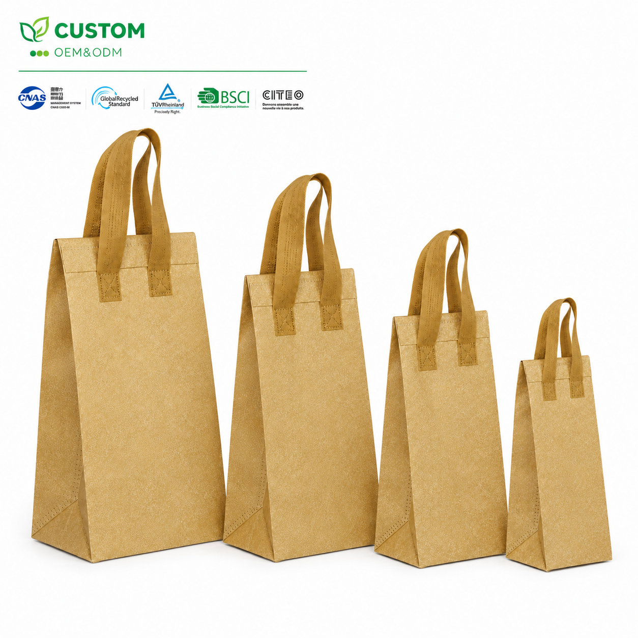 Custom Textured Artisan Brown Insulated Tote – 4-Tier Sizing Matrix