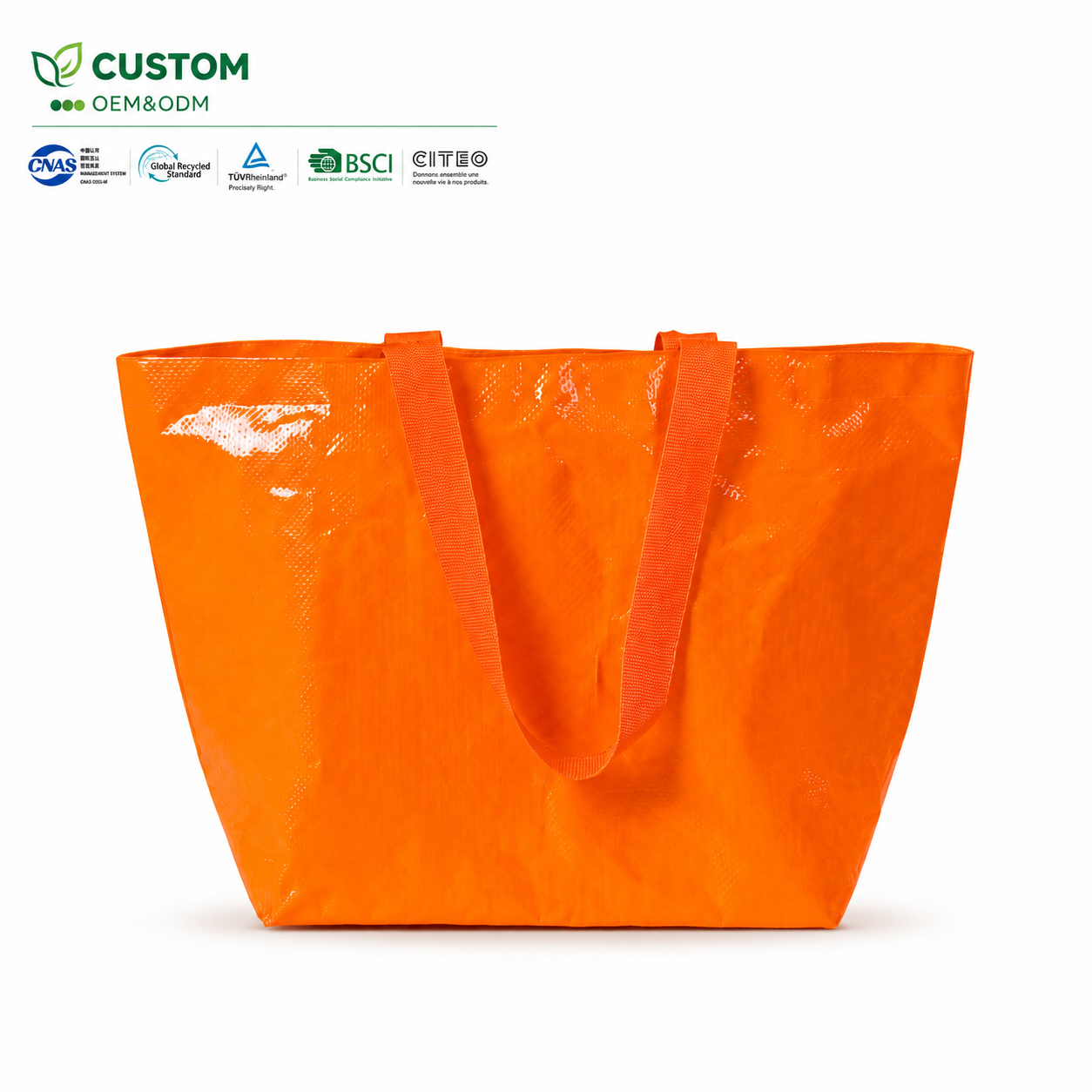 Custom Glossy PP Woven Retail Tote Bag (Trapezoidal Silhouette)