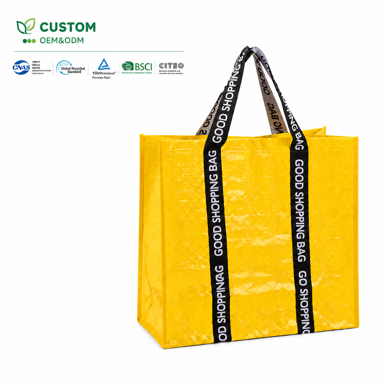 Custom Heavy-Duty PP Woven Shopping Bag with Extended Webbing Handles