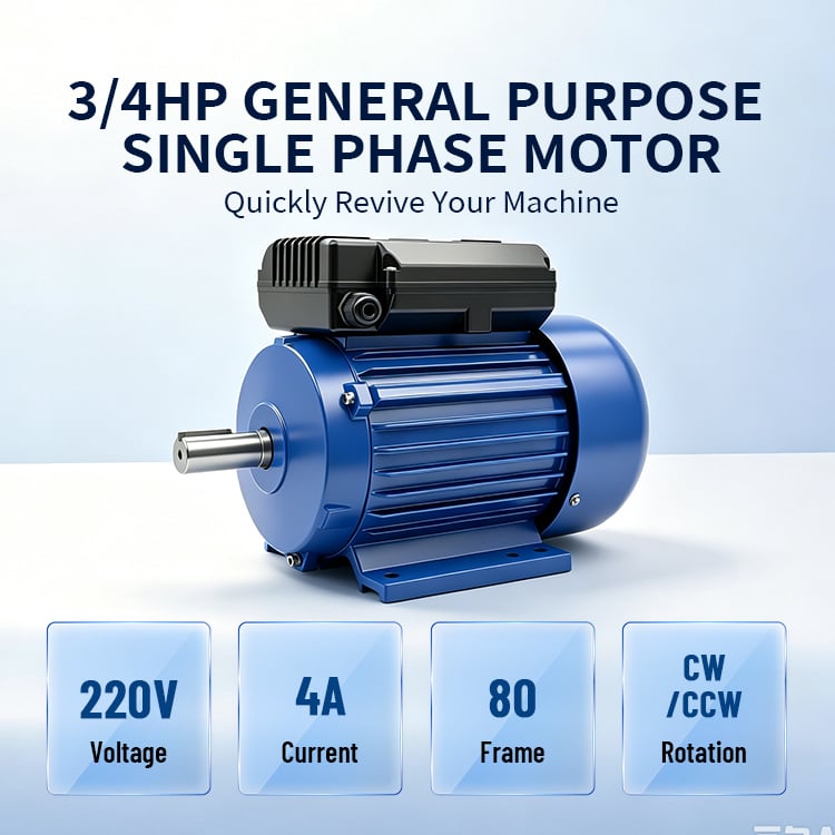 YL801L-4-0.55KW 3/4HP YL SERIES 0.55kw 1500RPM SINGLE PHASE MOTOR DUAL-Capacitor Induction 220V AC Motor