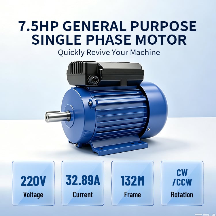YL132M-2-5.5KW 7.5HP YL series Iron Cast 3000RPM Single Phase 220V Electric Motor