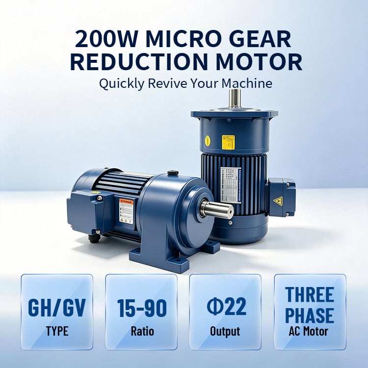Wholesale Price OEM GH22-200W 22mm 220V Small and Medium Single Phase Standard Helical Gear Motor
