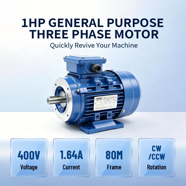 IE3-80M1-2-0.75KW 1HP Topper brand 3 Phase Induction Asynchronous Electric Motor