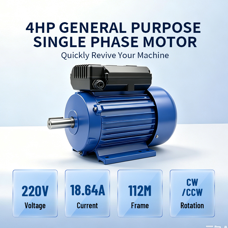 YL Series YL112M1-4-3KW 4HP 220v 50hz 1500rpm AC Motor Single Phase Induction Motor IP54/IP55 Protection Cast Iron Shell