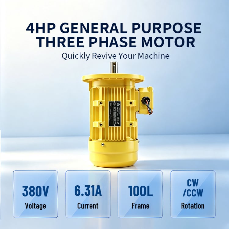 MS100L-2-3KW YELLOW MS SERIES 3KW 4HP 3000RPM THREE-PHASE ASYNCHRONOUS INDUCTION MOTOR