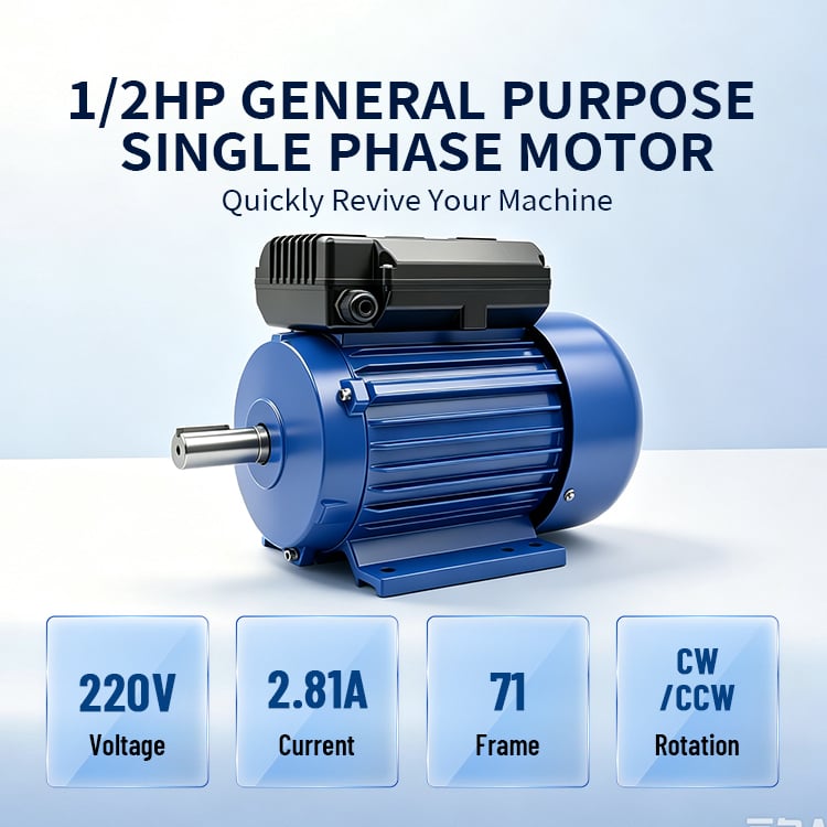 YL712-4-0.37KW 1/2HP SINGLE-PHASE DUAL-CAPACITOR INDUCTION MOTOR FOR AIR COMPRESSOR