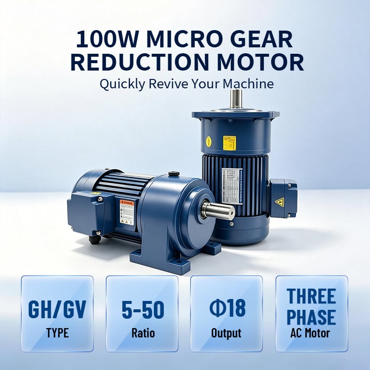 GV18-100W MICRO AND MEDIUM HORIZONTAL 5-10K THREE PHASE STANDARD HELICAL GEARMOTOR