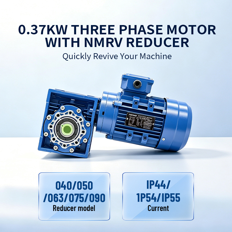 0.37kw MS three phase aluminum house frame 56 asynchronous electric motor with NMRV030 worm reducer, gearmotor