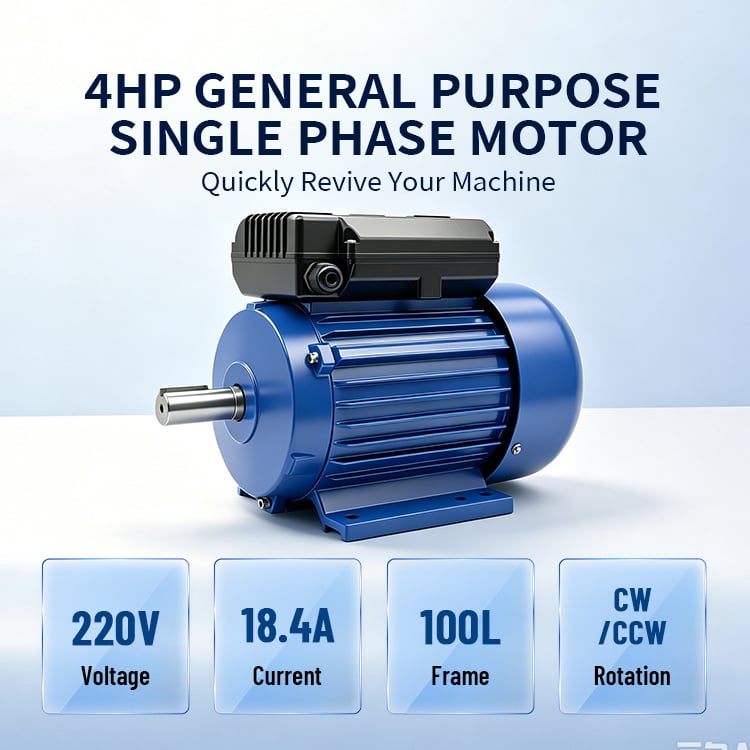 YL100L-2-3KW 4HP Topper Brand 3000rpm 110/220V 100% Copper Single Phase Induction Electric Motor for Food Processing Machinery