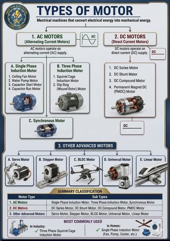 Type of Electrical Motor and Uses  #acmotors#powerplant#electrician#inductionmotor