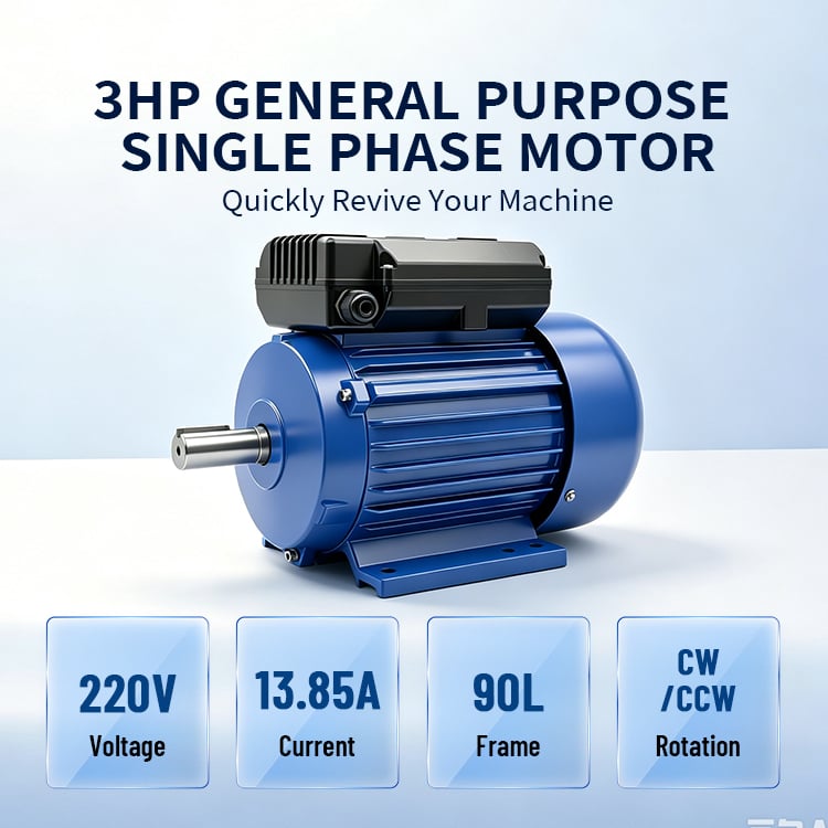 YL90L-2-2.2KW 3HP YL series single phase dual-capacitor start induction motor 3000RPM