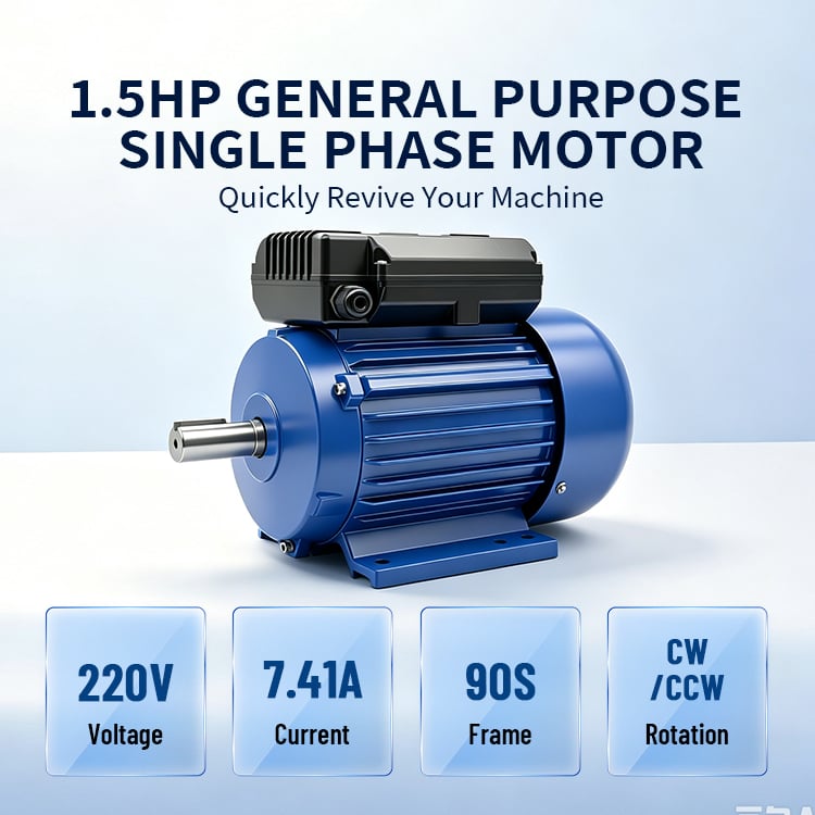 YL90S-4-1.1KW 1.5HP YL Series Single Phase Ac Induction Asynchronous Electric Single Phase Motor for Fans, Refrigeration