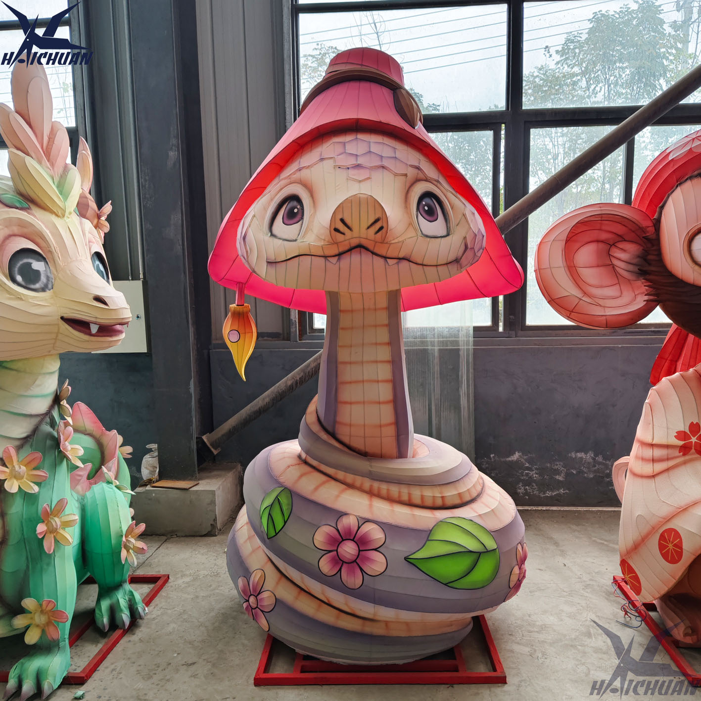 Китайские шелковые уличные фонари, 3D-фонарь в виде змеи, в наличии, для украшения китайского Нового года 2025