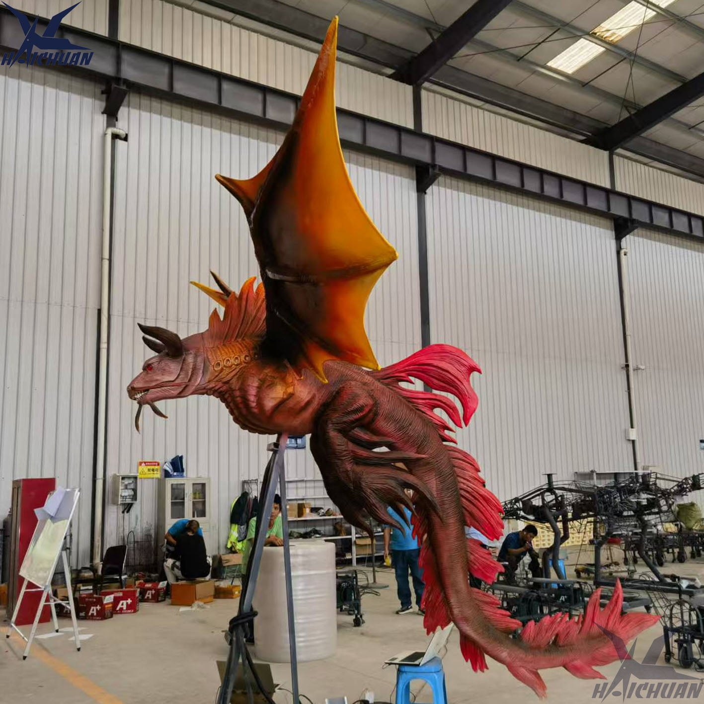 Patung Naga Theme Park Ukuran Asli Model 3D Animatronik Terbang untuk Dijual