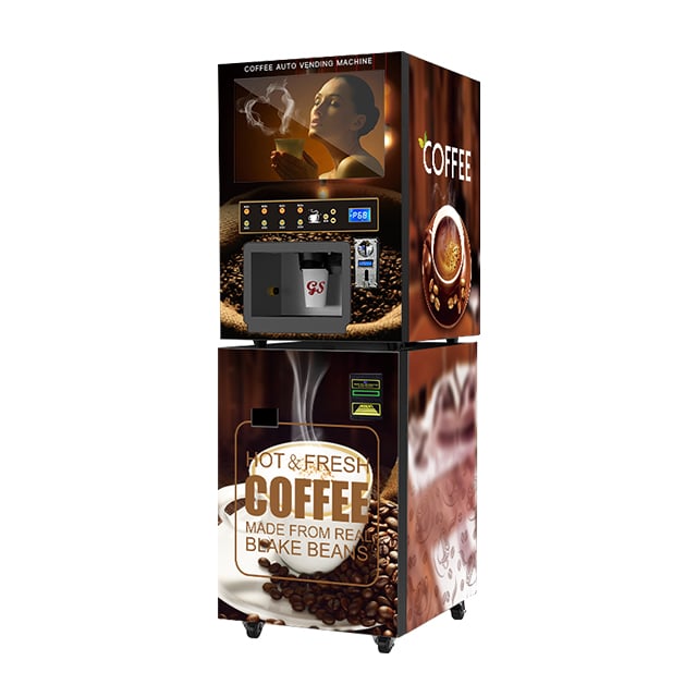 19-inch LCD screen cold and hot double temperature coffee vending machine with automatic cup drop