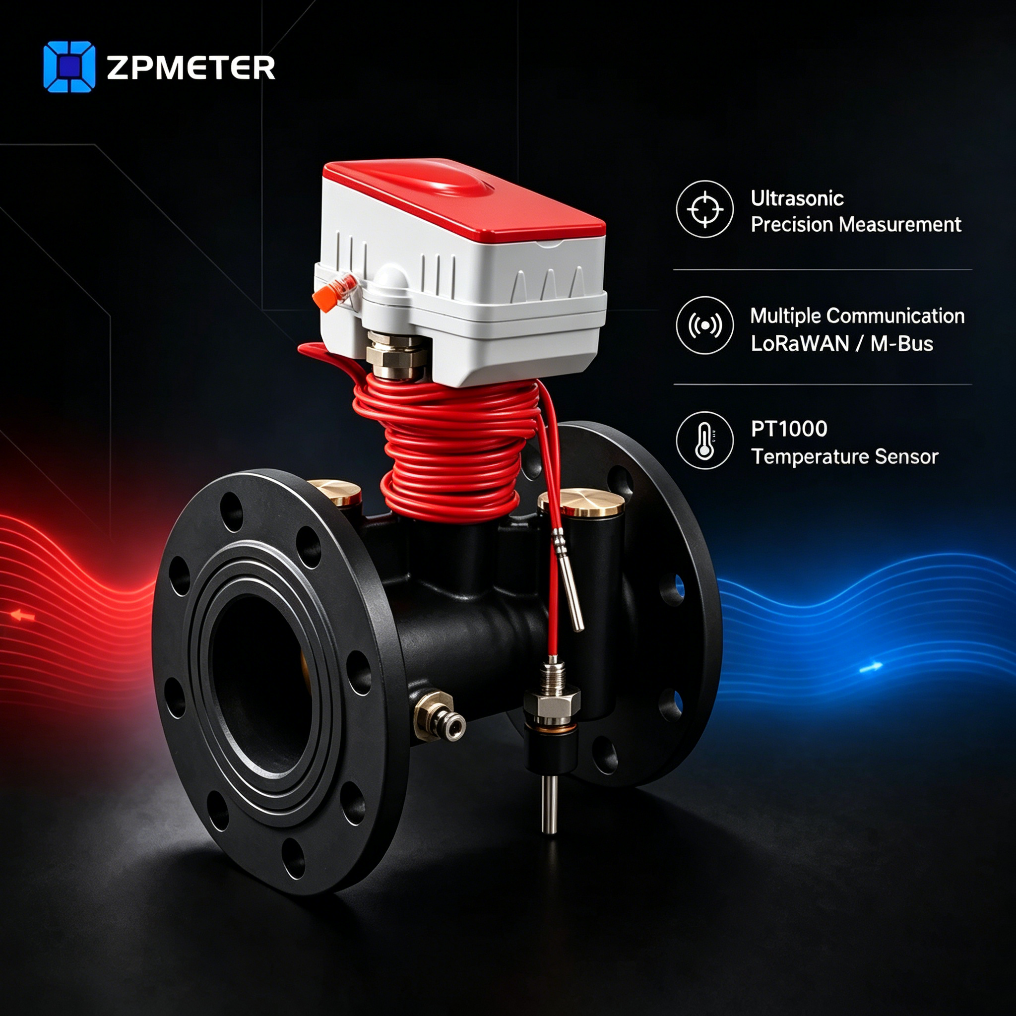 Contor ultrasonic revoluționar de BTU cu o durată de viață a bateriei de 10 ani