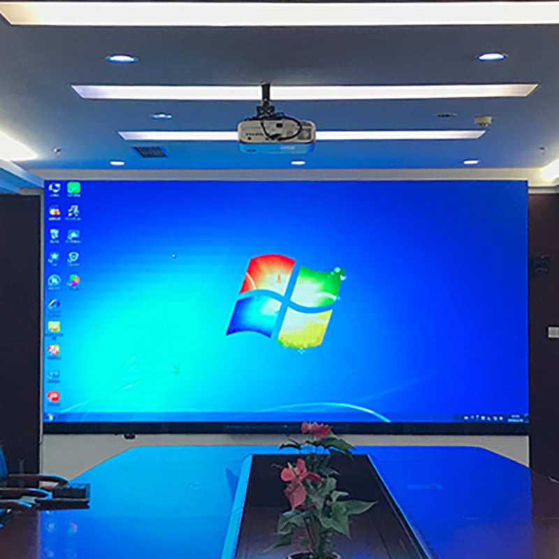 Indoor LED wall used as a large presentation surface in an interior meeting space