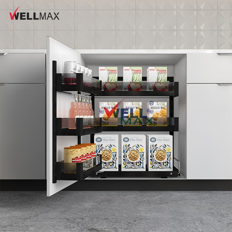 WELLMAX Blind Corner Kitchen Cabinet Spot Spice Organizer Pull Out Drawer Basket Magic Corner