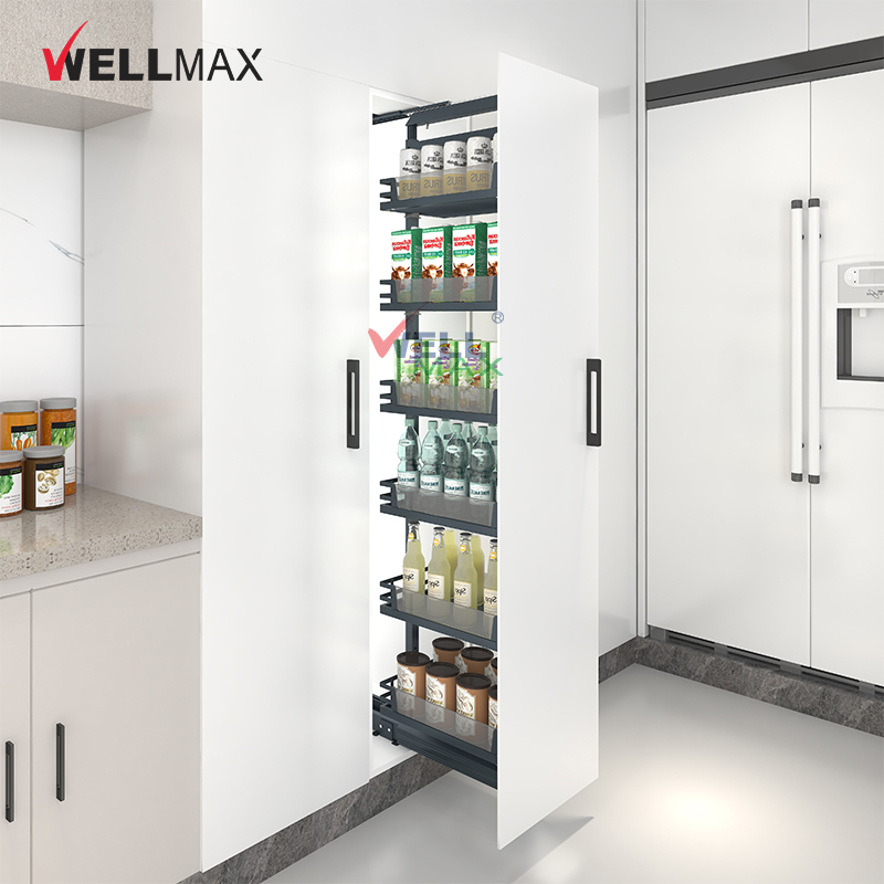WELLMAX Heavy Duty Pull Out Shelf Cabinet Kitchen Food Storage Cupboard Sliding Pantry Unit Basket organizer