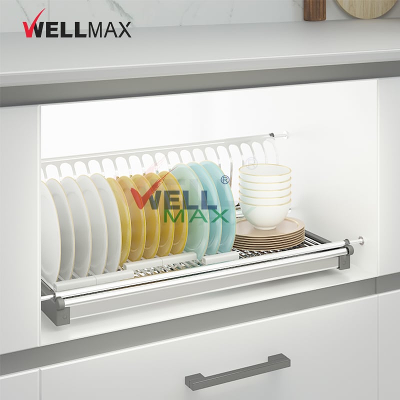 WELLMAX Kitchen Dish Rack Drainer Stainless Steel Cabinet Wall Plate Bowl Rack Dish Drying Rack 