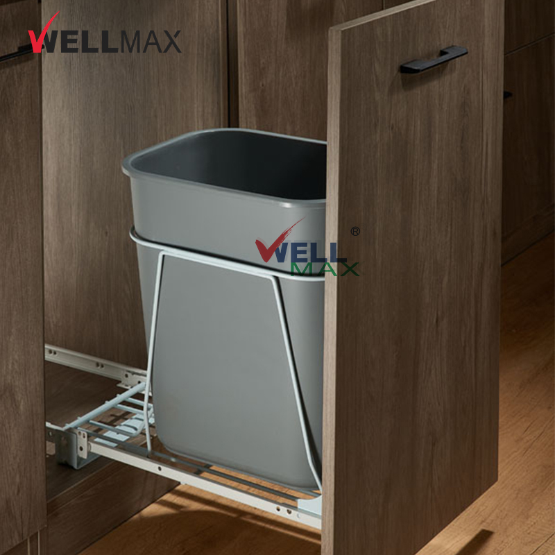  WELLMAX Trash Can Kitchen Cabinet Built-In Plastic Dustbin Waste Bin Without Lid  