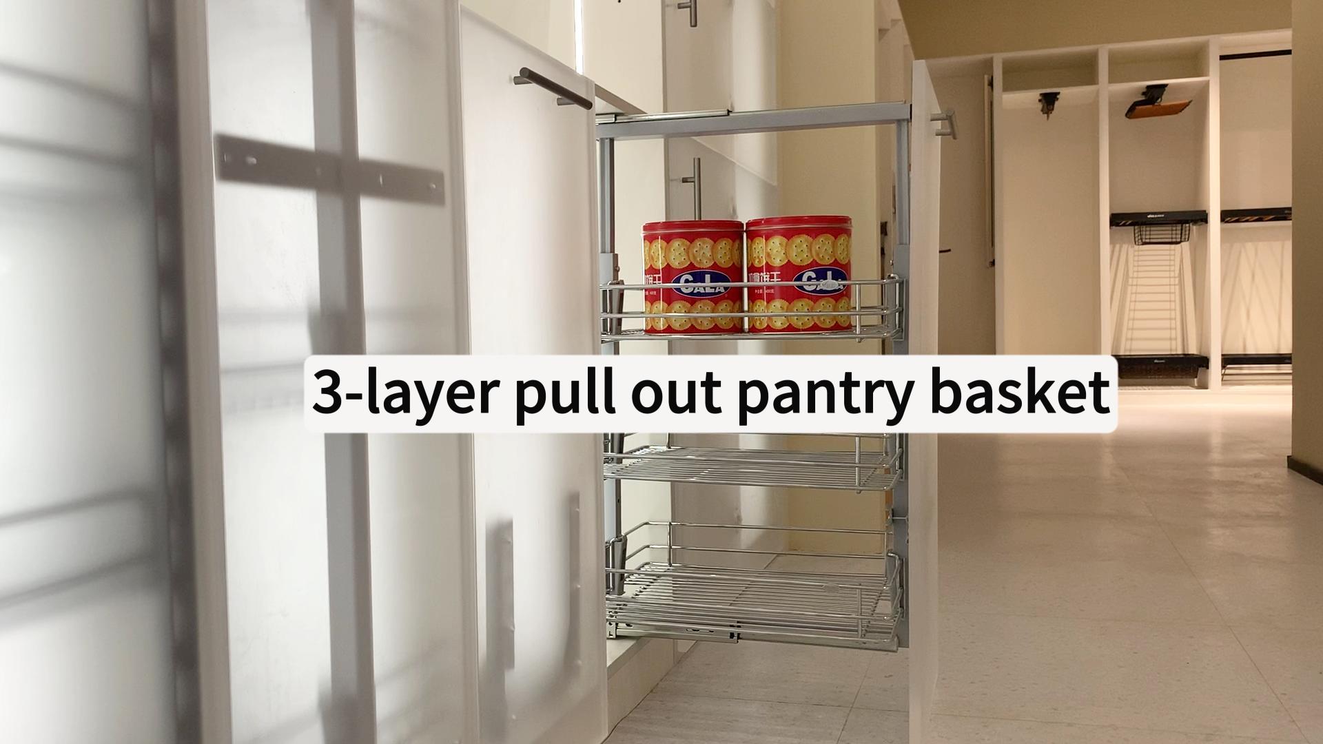 WELLMAX 3-layer pull out pantry unit larder basket for kitchen storage