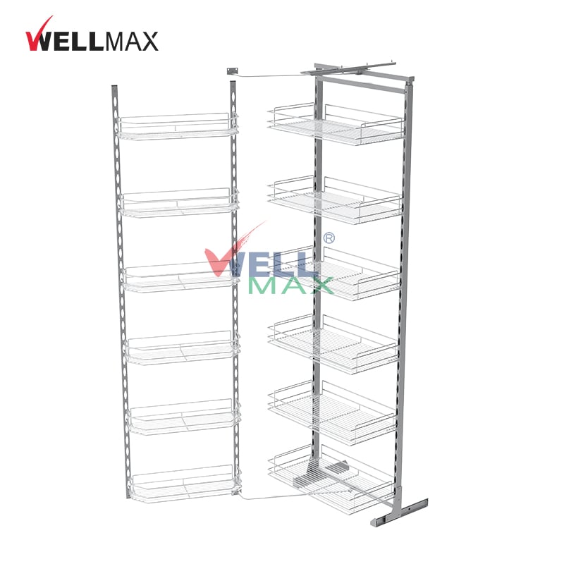 WELLMAX Furniture Accessories Iron Pantry Unit Drawer Basket Pull Out Organizer Storage Rack Kitchen Cabinet