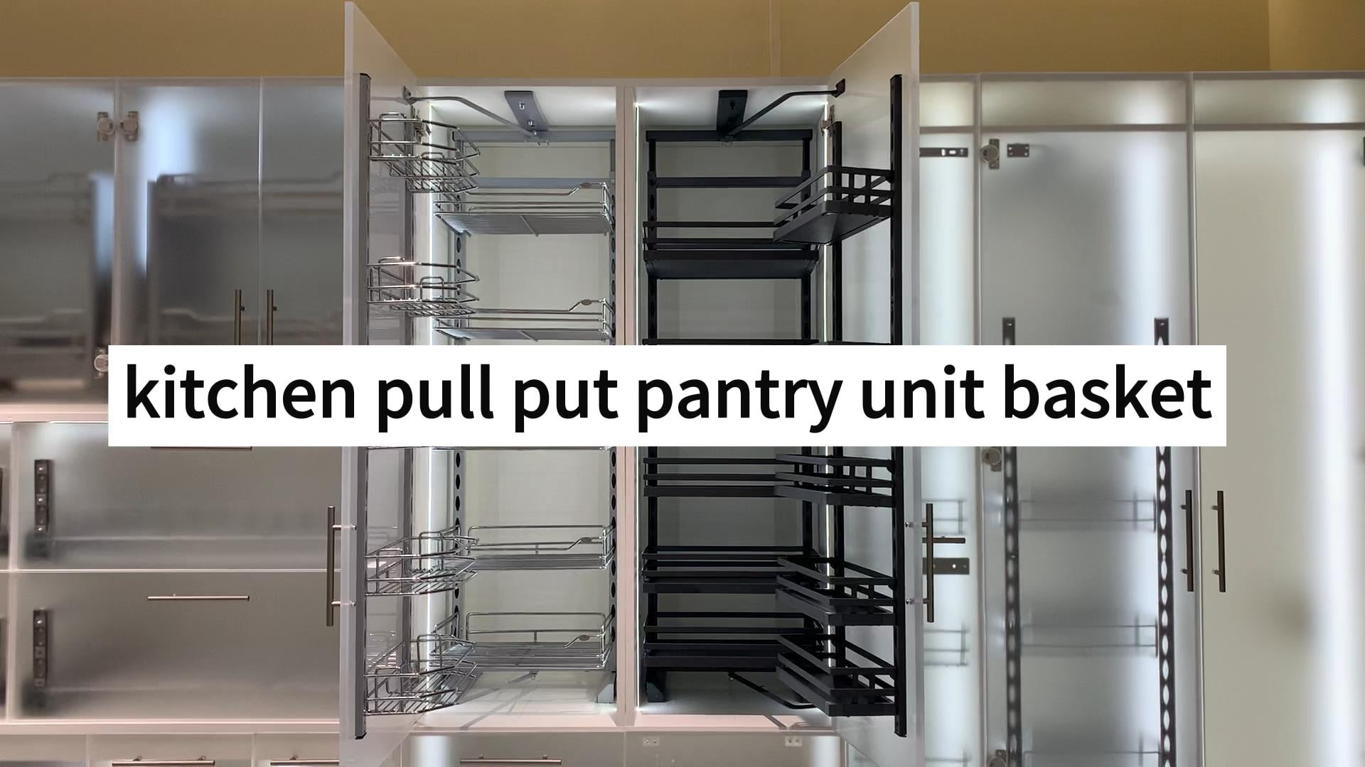 WELLMAX Kitchen Pull Out Pantry Unit Basket 5-Layer Flat Iron Larder Unit For Storage