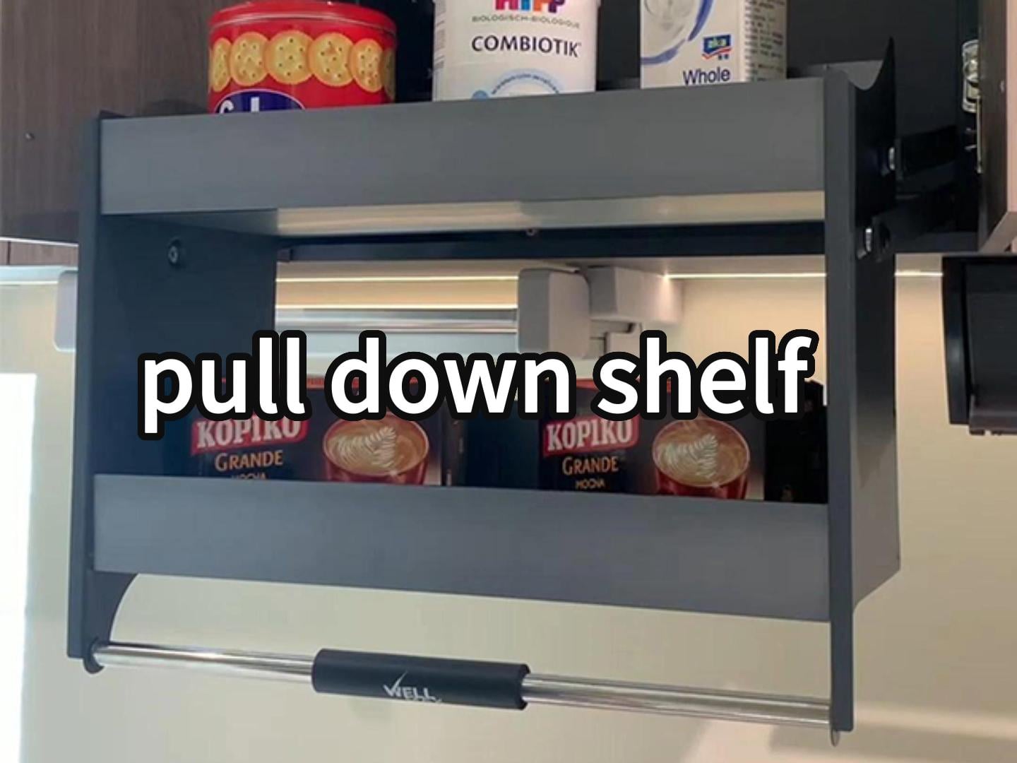 WELLMAX Kitchen Wall Cabinet Pull Down Shelf