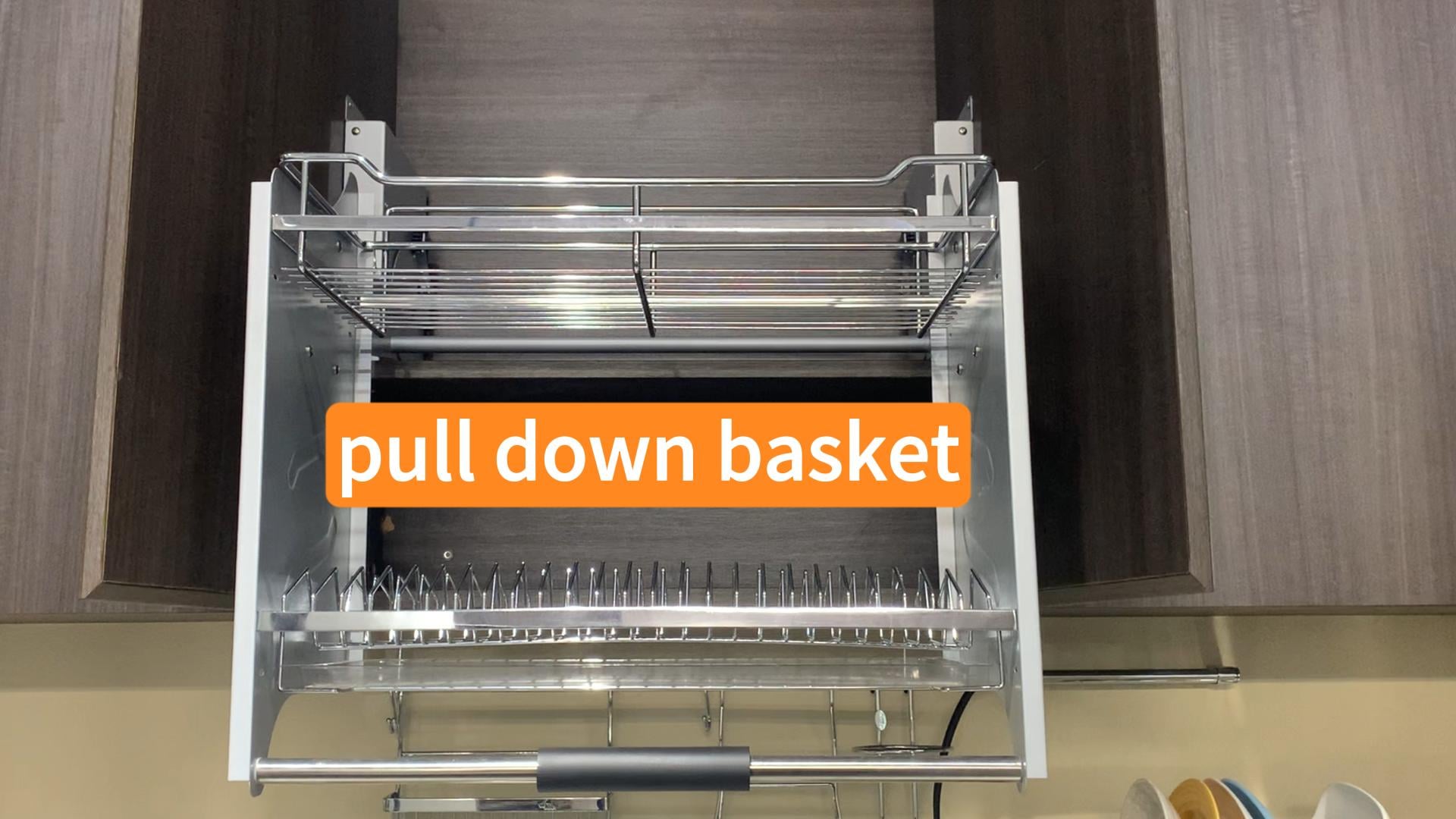 WELLMAX Kitchen Pull Down Basket Elevator Lift Shelf For Storage Organizer