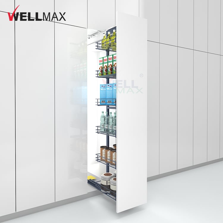 WELLMAX Pull Out Pantry Kitchen Cabinet Organizer 6-Layer Tall Larder Unit Drawer Basket 