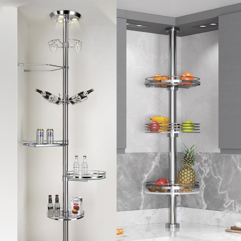 WELLMAX Bar Pole System Metal Wine Glass Bottle Storage Organizer Rack Holder Hanging Display Shelves