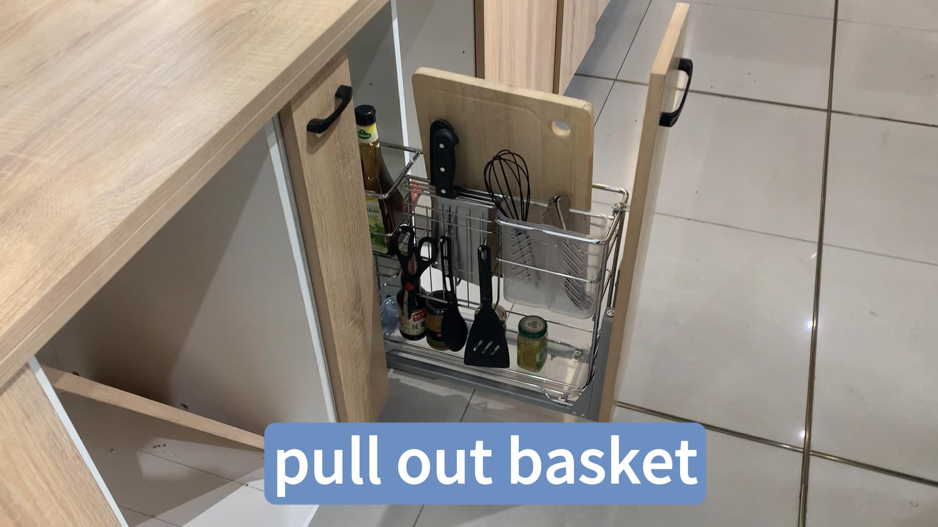 WELLMAX Pull Out Basket For Kitchen Multifunction Storage Seasoning Shelf